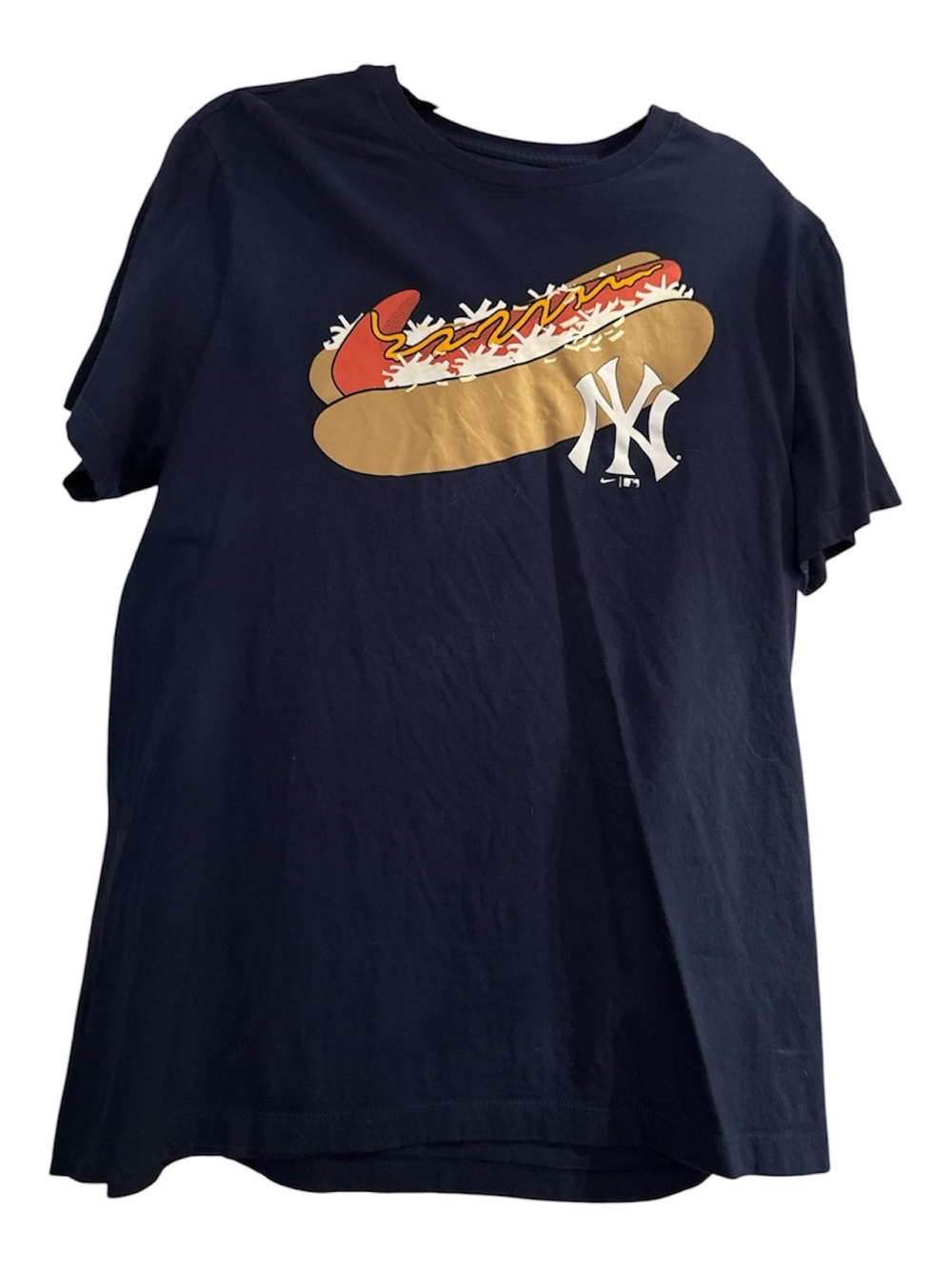 Nike Navy Short Sleeve Tee with Hot Dog Graphic